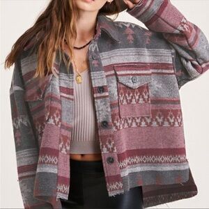 LA MIEL Boho Aztec Shirt Jacket Shacket S